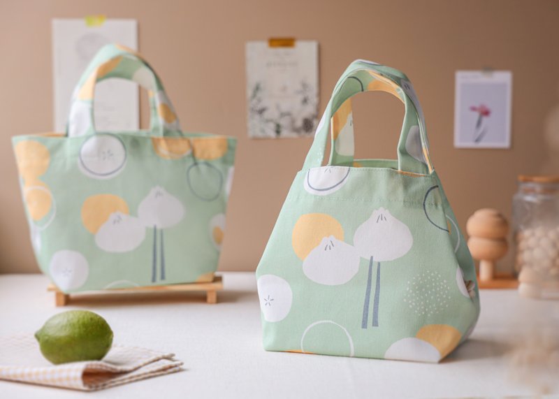 [Xiao Long Bao - Changing Handbags] Drawstring Bag/Small Tote Bag/Lunch Bag - กระเป๋าถือ - เส้นใยสังเคราะห์ สีเขียว