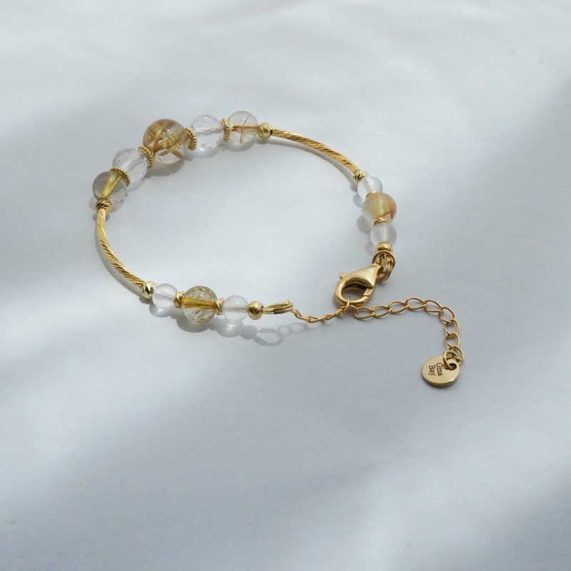 blonde crystal white crystal moonstone 925 sterling silver cover gold bracelet - สร้อยข้อมือ - คริสตัล หลากหลายสี