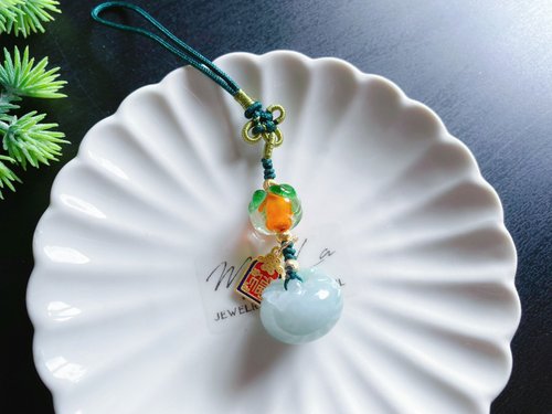 樂藏｜輕珠寶｜手作能量 天然緬甸玉翡翠 手工雕 柿子 世世平安 事事如意 包掛 禮物