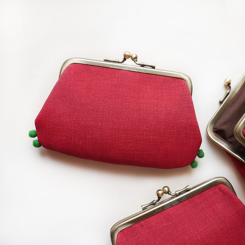 Climbing red crab mouth gold buns mother bag / purse [made in Taiwan] - Coin Purses - Other Metals Red