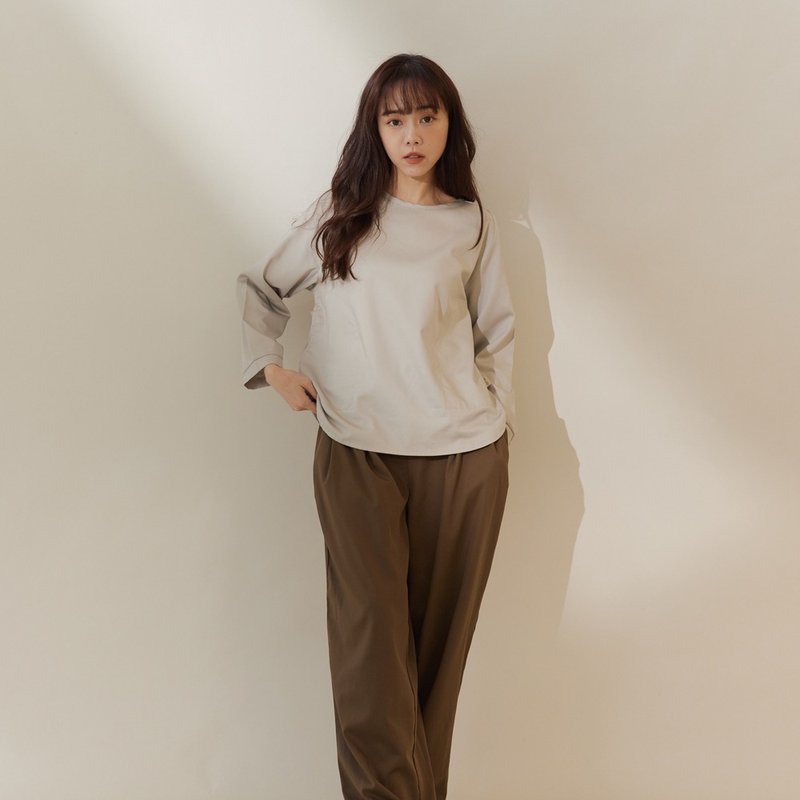 UMORFIL膠原蛋白無肩線連袖上衣-共3色 - 女上衣/長袖上衣 - 棉．麻 多色