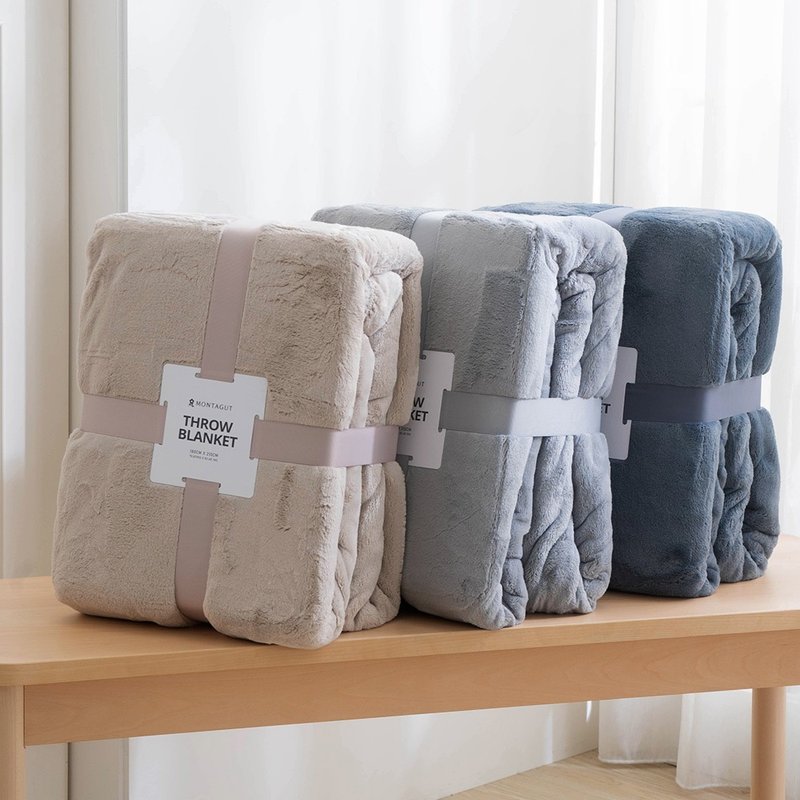 ギフトに選ぶ、フランネル両面トライアングルステッチブランケット／ミスティブルー - 毛布・かけ布団 - ポリエステル ブルー