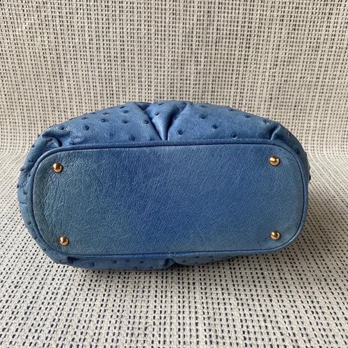 Old bone Bally water blue ostrich skin two-purpose dumpling bag