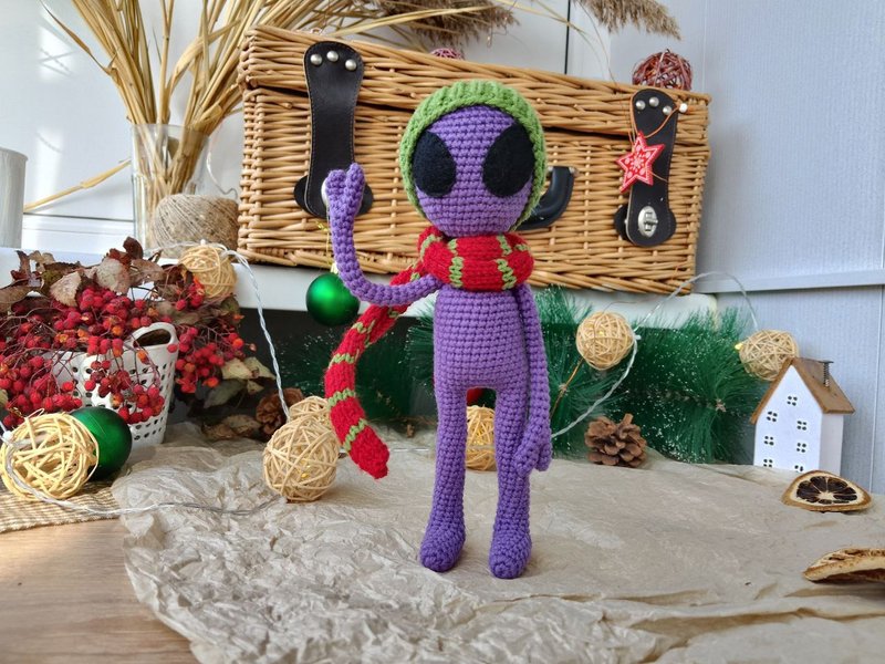 Purple alien doll, Alien Shaped Plush Toy, Soft Cartoon Stuffed Doll For Kids - Stuffed Dolls & Figurines - Cotton & Hemp Purple