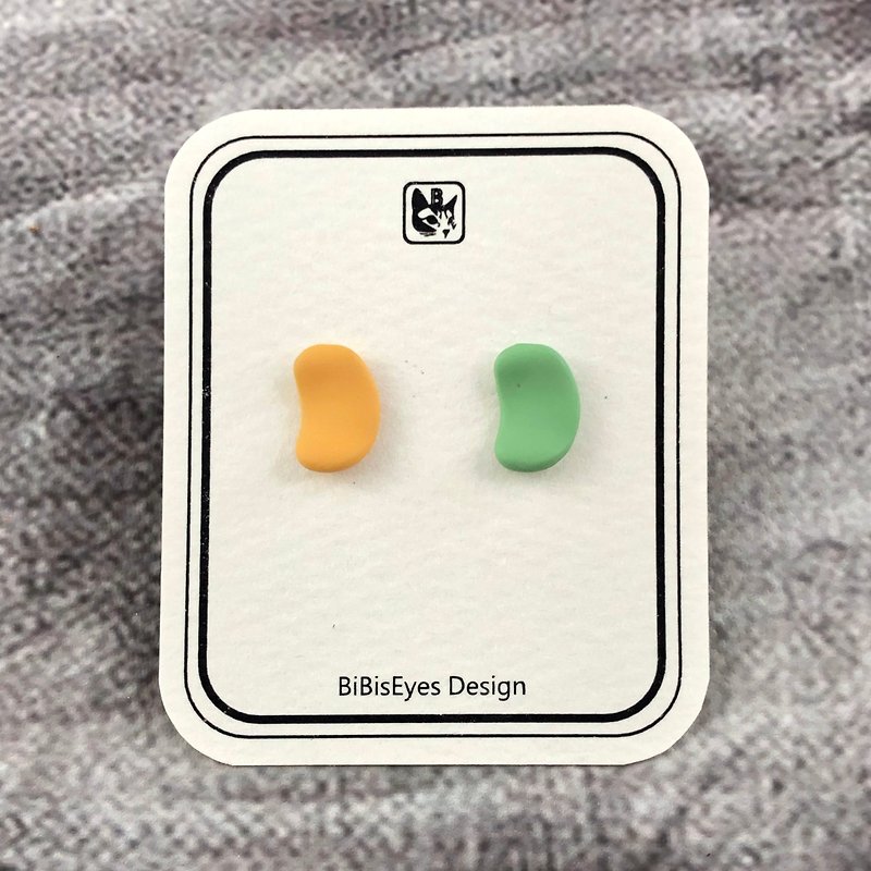 比比趣味嚴選系列-彩色豆豆純銀耳針 (橘+綠)送禮自用兩相宜 - 耳環/耳夾 - 其他材質 