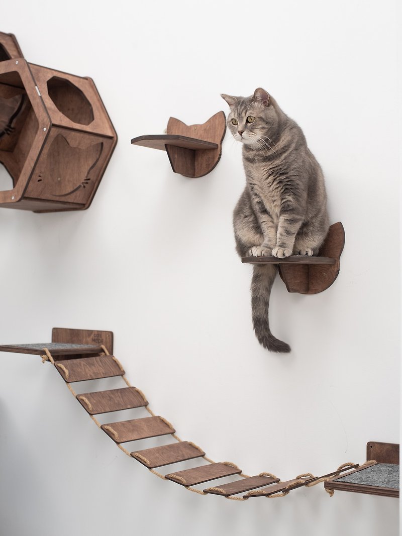 Cat Stairs, Cat Bed, New Home Gift, Cat Furniture - Scratchers & Cat Furniture - Wood Brown