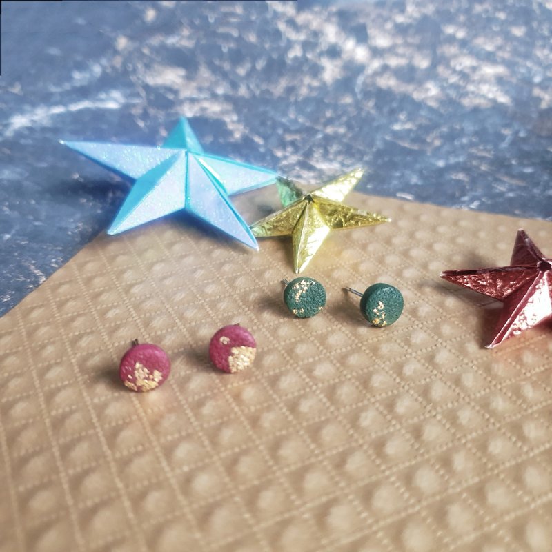 X'mas Go | Mini Round Style (Red + Green) | Earrings/Earrings - ต่างหู - ดินเผา 