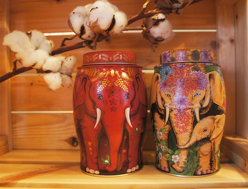 [Recommended gift box] Flower blooms and riches-elephant tea can gift box (with a small card) - ชา - อาหารสด หลากหลายสี