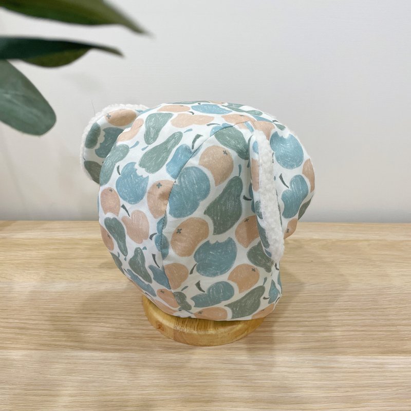 【現貨】・兒童帽子・熊帽・水果籃款 - 嬰兒帽子/髮帶 - 棉．麻 藍色