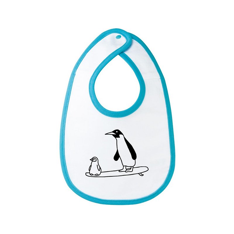 Surf Penguin Baby bib - Bibs - Cotton & Hemp Blue