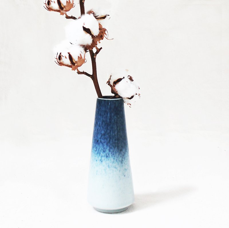 スターグレーズフラワー - シリンダー - 花瓶・植木鉢 - 磁器 ブルー