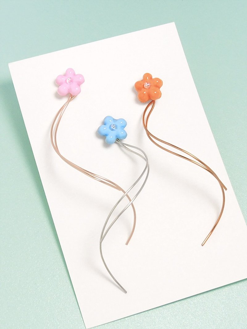 Romantic flower dance ear / ear clip (5 colors optional) - Earrings & Clip-ons - Clay Multicolor