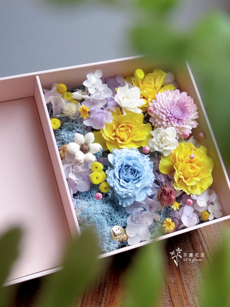 春之祭 永生花盒 - 乾燥花/永生花 - 植物．花 黃色