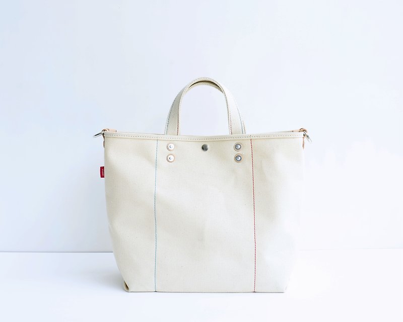 The beauty of simplicity. Portable style. Shoulder style. Heavy canvas tote bag. - Handbags & Totes - Cotton & Hemp White