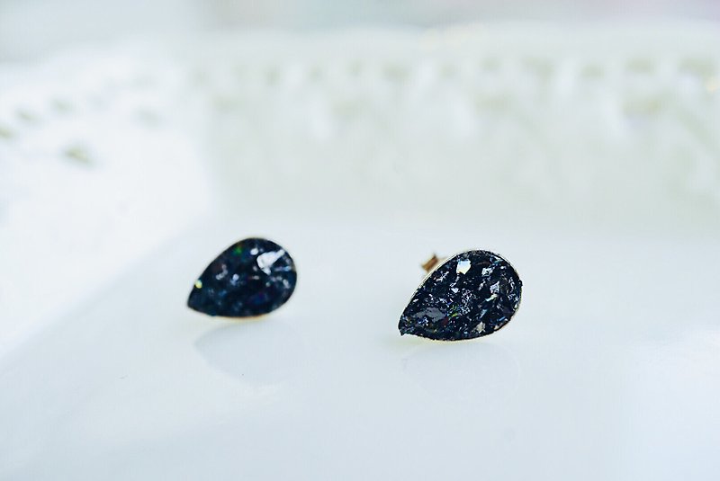 Crushed Hematite Pear Shape 925 Silver Earrings - Earrings & Clip-ons - Gemstone Blue