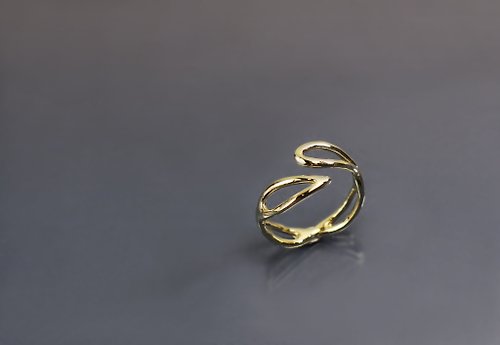 Maple jewelry design 線條系列-交錯開口黃銅戒