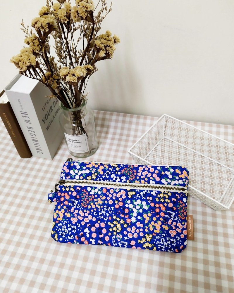 拾光系列零錢包/萬用包/拉鍊收納包/迷幻花海款/現貨供應中 - 錢包/皮夾/長短夾 - 棉．麻 紫色