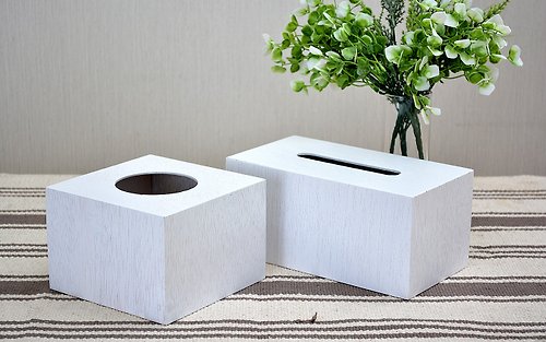 HYI家居生活館 木製刷白面紙盒-4入組【兩種款式任選】