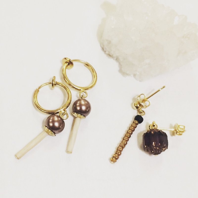 Elegant Queen Needle / Clip Style Earrings - Earrings & Clip-ons - Gemstone Brown