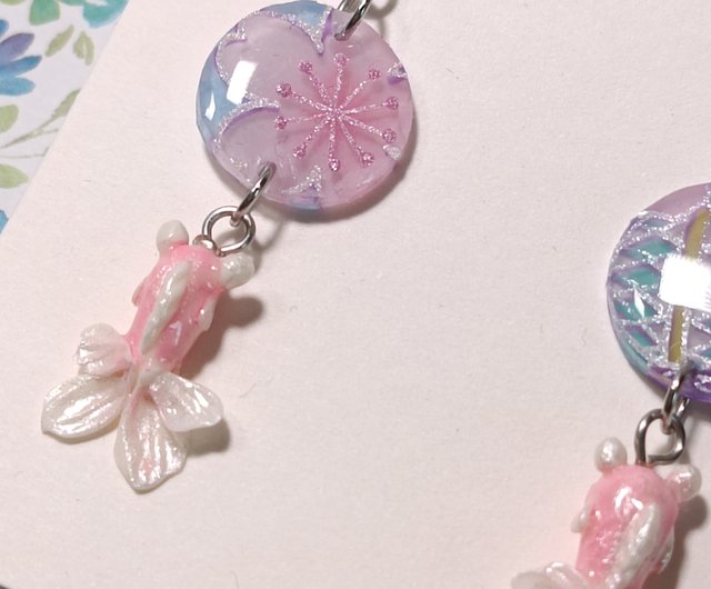 Shrink plastic】Hand painted hydrangea purple goldfish earrings - Shop  Zodiac Handmade Accessories Earrings & Clip-ons - Pinkoi