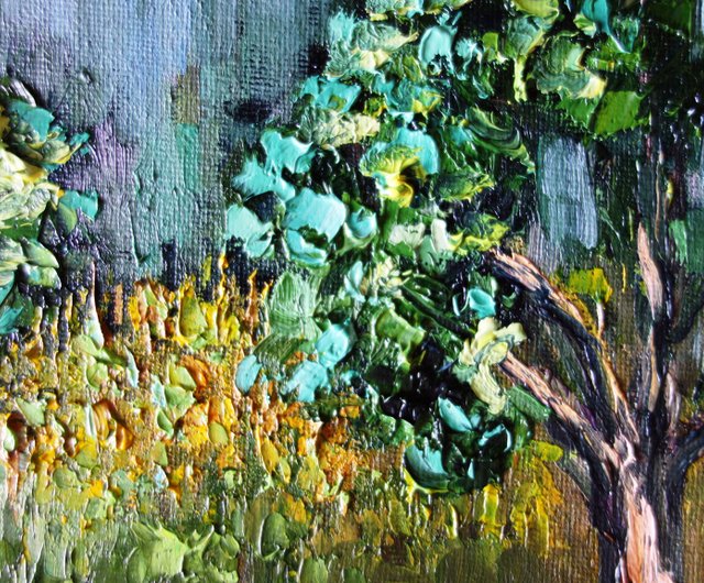 白樺の木 油絵 オリジナル アート 油畫原作 アスペンの木 アート