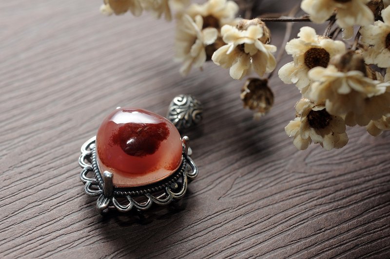 Cinnabar agate pendant ore/crystal/spiritual practice/lucky/lucky/break evil/protect against villains - สร้อยคอ - เครื่องประดับพลอย 