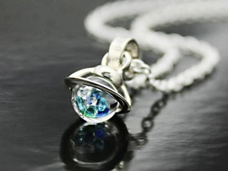 Silver Saturn Baby Pendant Blue・IceBlue Color　～タヒチの海～ - 項鍊 - 其他金屬 