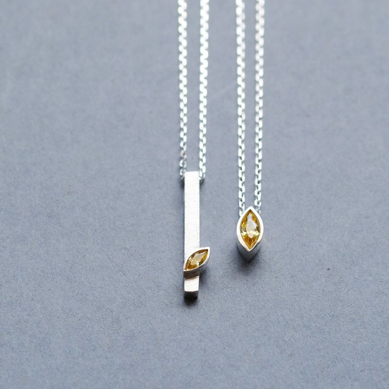 2コset) Marquis シトリン ペア ネックレス シルバー925 - 項鍊 - 其他金屬 黃色