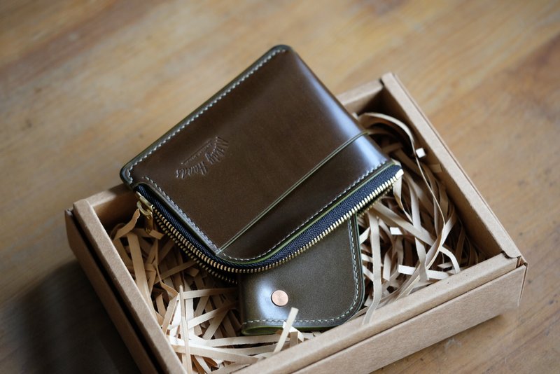 MILDY HANDS - 馬臀皮拉鍊皮夾 - Zipper Wallet Shell Corodvan - 零錢包/小錢包 - 真皮 多色