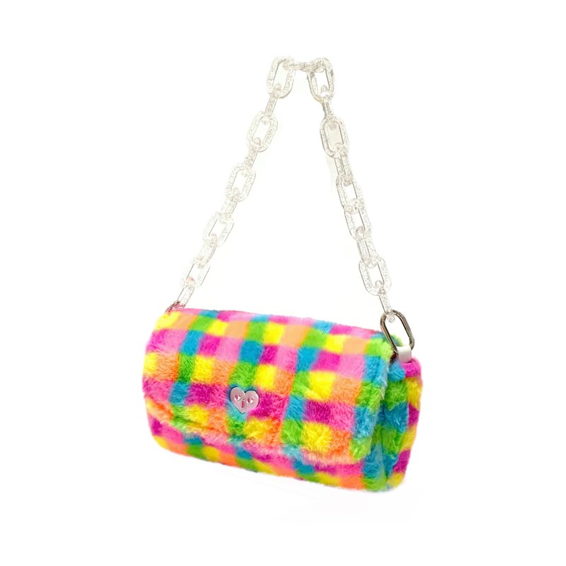 JCC rainbow picnic plaid fortune bag - Messenger Bags & Sling Bags - Polyester Blue