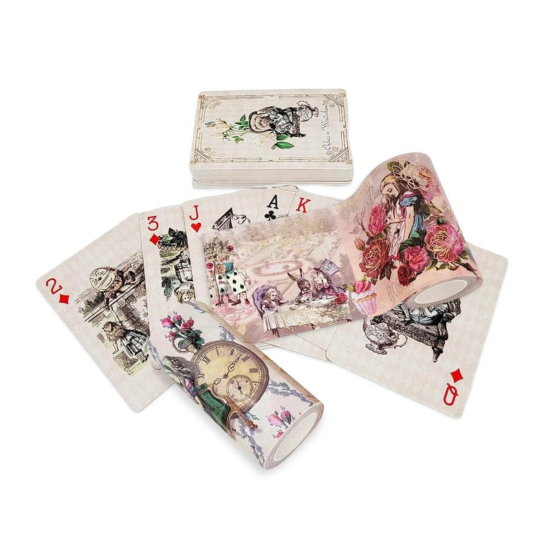 Vintage style Alice in Wonderland playing cards & extra wide - 紙膠帶/和紙/PET - 紙 白色