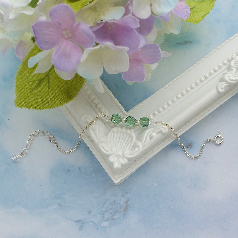 奧地利 翠綠水晶串串 手鍊 禮物訂製 - 手鍊/手環 - 寶石 綠色