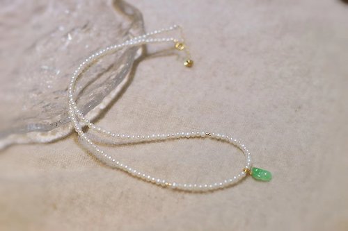 Sri Yantra 原創國風珍珠18k金項鏈搭配翡翠貔貅珍珠極細款鎖骨鏈母親節禮物