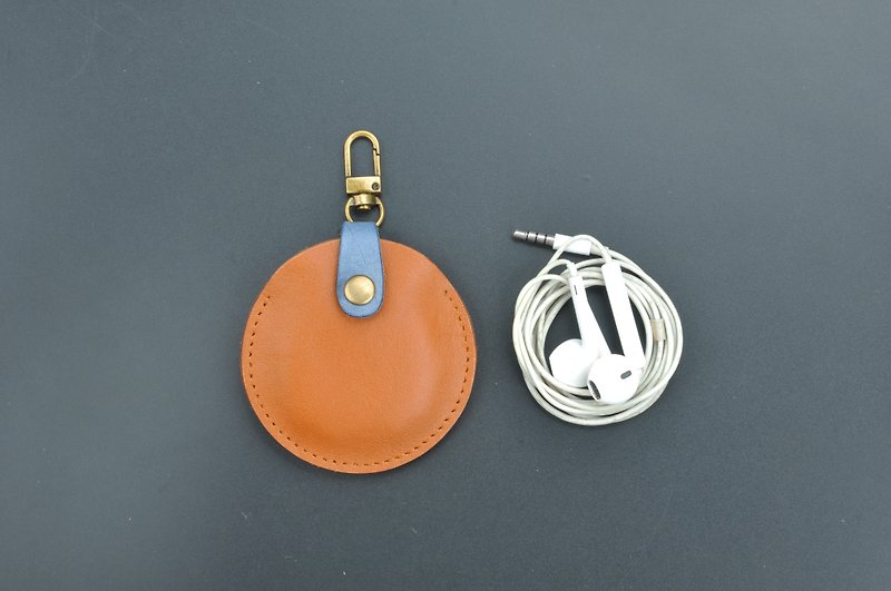 Leather headphone bag charging cable storage bag hanging buckle - Other - Genuine Leather 