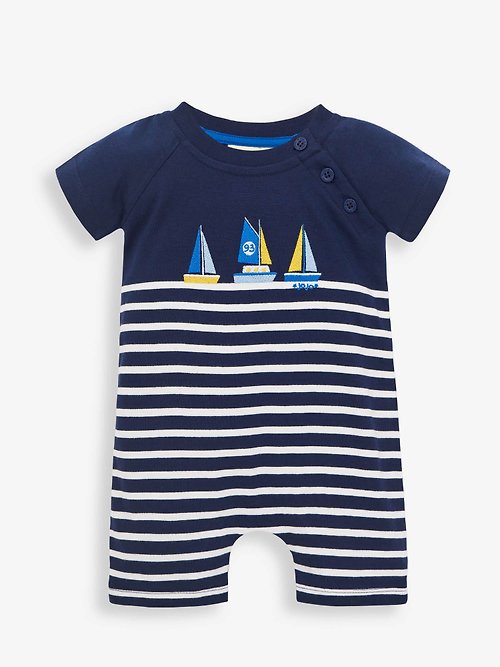 From Babies with Love (英國品牌) 英倫不列顛線條帆船圖案。輕鬆包屁衣。