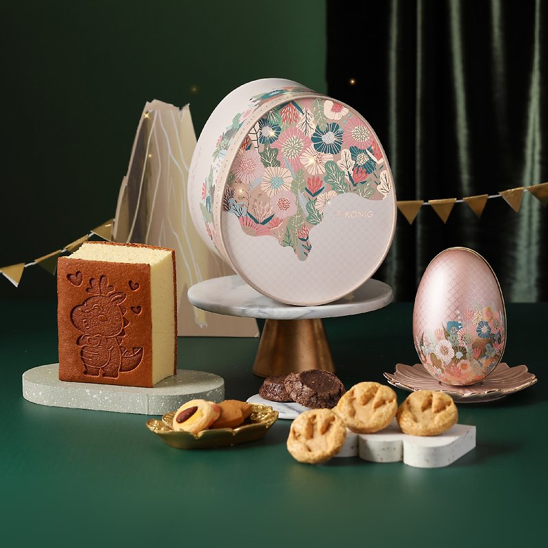 [Jinge Food] Cute dragon egg gift box (exclusive egg-shaped iron box/shaped jumping card) - เค้กและของหวาน - วัสดุอื่นๆ สีทอง