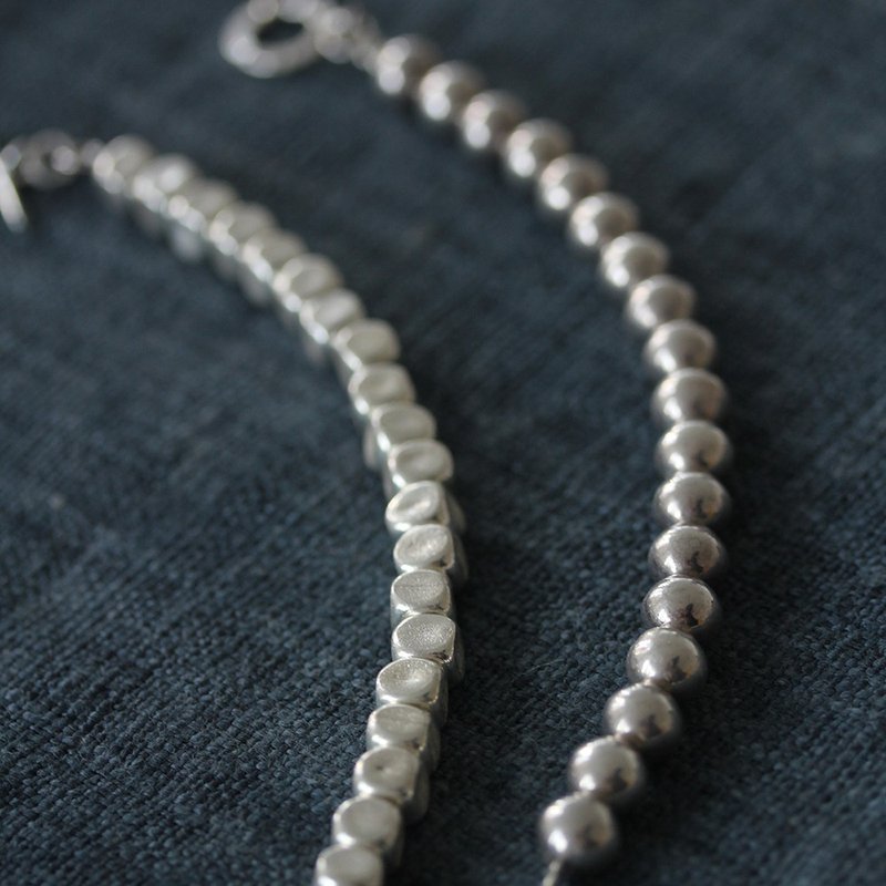 Pair of handmade silver sphere and cube bracelets (B0033) - Bracelets - Silver Silver