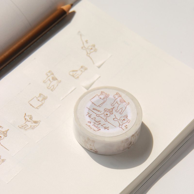 The Daily Life in Teddy Masking Tape - 紙膠帶/和紙/PET - 紙 咖啡色