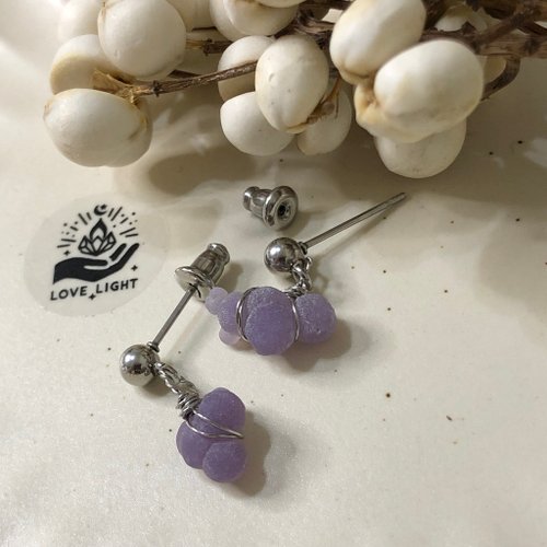 専用 A13 透明感グレープアゲートピアス 新作 グレープアゲート【Petit Grape/Pierce】 - YUKI FUJISAWA