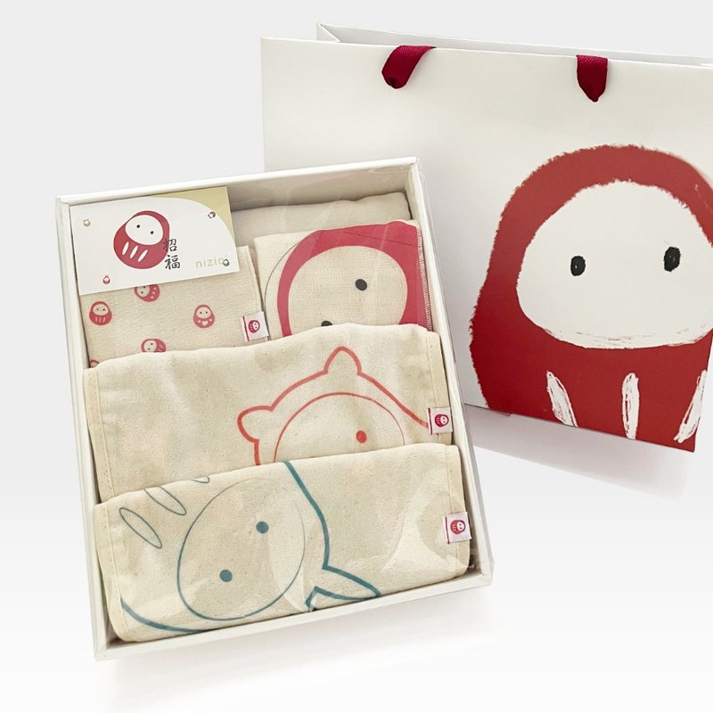 Limited to the Year of the Dragon - Five-piece Lucky Moon Gift Box (Little Dragon/Ah Fu) [Newborn Gift/Full Moon Gift] - Baby Gift Sets - Cotton & Hemp 