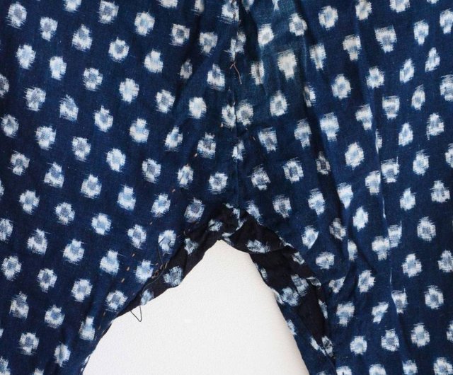 Deals Monpe Pants Noragi Indigo Kimono Kasuri Fabric Japan Vintage 40s 50s Free Shipping