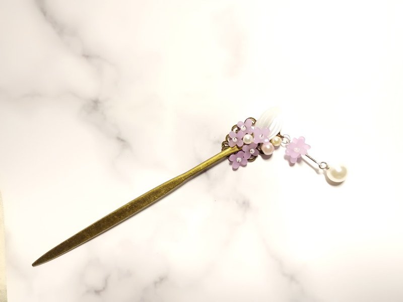 思念的季節 桂花 淺紫 髮簪 造型 / 可 流蘇,無流蘇,兩款擇一 - 髮夾/髮圈 - 其他材質 紫色