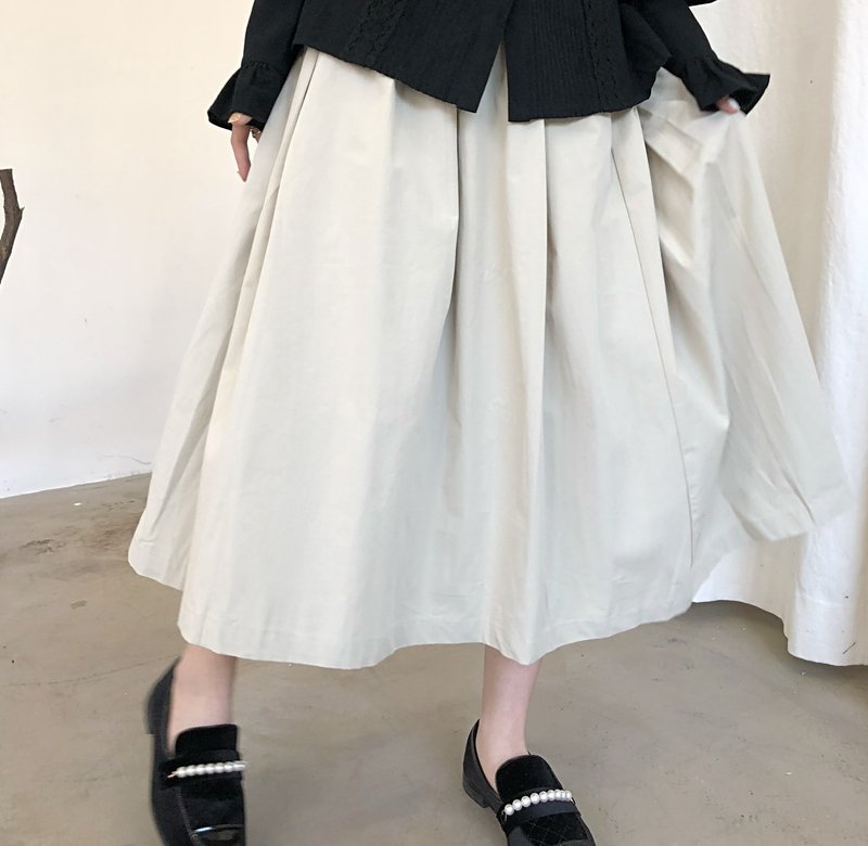 【重工質感】日系復古/百搭顯瘦/鬆緊大擺半身裙 - 裙子/長裙 - 棉．麻 多色