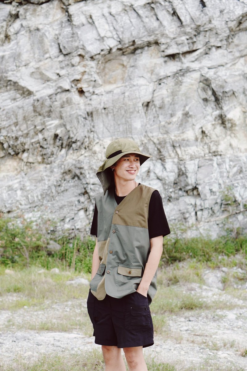 ZAYAN REBUILD PATCHWORK VEST 03 - 男裝 背心 - 棉．麻 