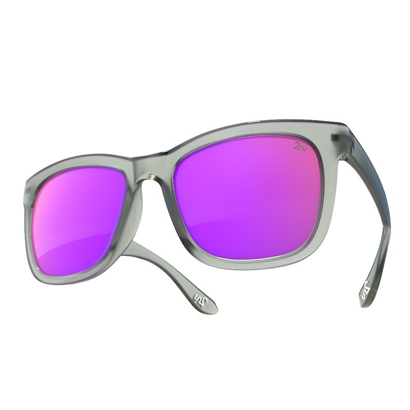 2NU - FANCY2 Sunglasses - Matte Grey - Purple Revo Lens - กรอบแว่นตา - พลาสติก สีม่วง