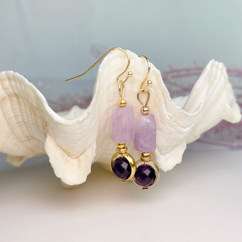 Wisdom/Benefactors/Love Protection - Lavender Amethyst, Uruguayan Amethyst Earrings - Earrings & Clip-ons - Crystal 