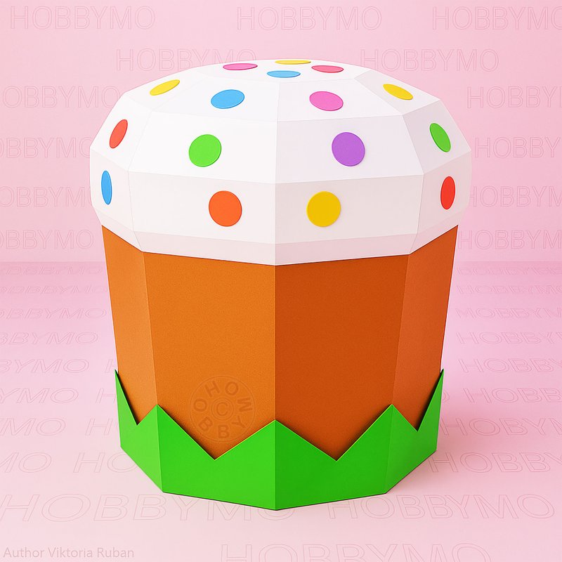 DIY Paper Easter Bread Kulich Box, Papercraft template PDF DXF - 手工藝教學/工具書 - 其他材質 