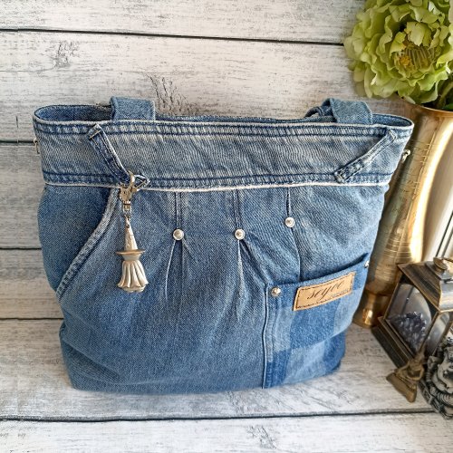 Blue denim bag sale