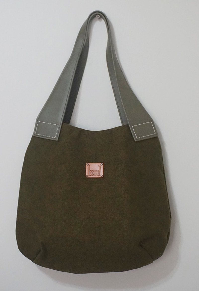 Olive Green Leather Side Bag - Handbags & Totes - Cotton & Hemp Green