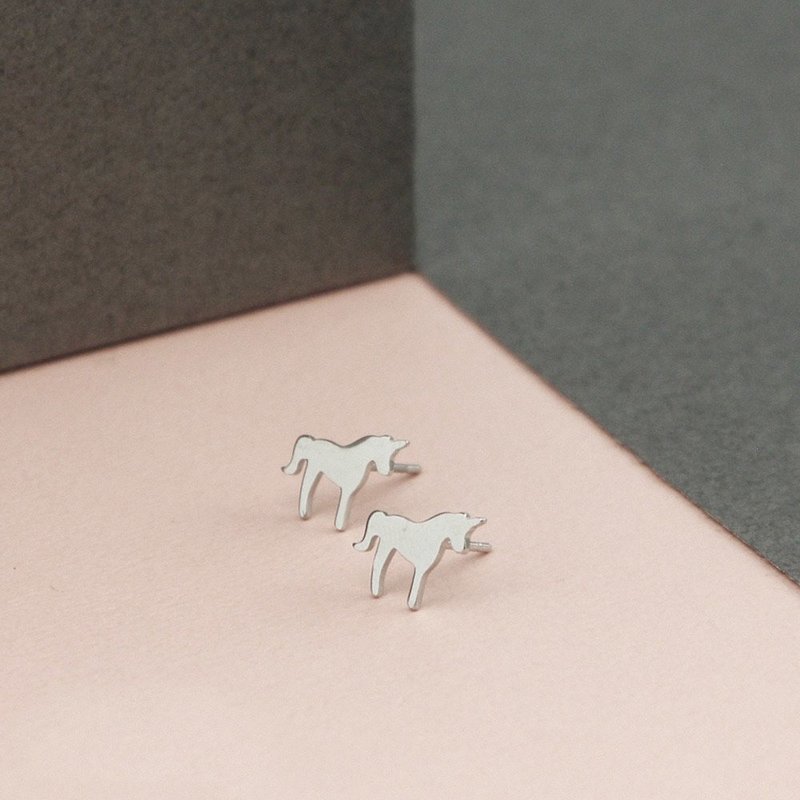 Mini Unicorn Charlie Steel Earrings-Steel - Earrings & Clip-ons - Stainless Steel Silver